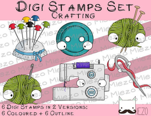 Digi Stamps Set Crafting , 2 Versionen: Outlines, in Farbe