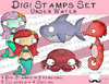 Digi Stamps Set Underwater , je 2 Versionen: Outlines, in Farbe