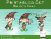 Printables Set Weihnachts-Holdits,(Wichtel, Wichtelfrau, Rentier), je 2 Versionen: bunt/Outlline