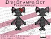 Digi Stamps Set Fledermäuse, 2 Versionen: Outlines, in Farbe
