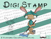 Digitaler Stempel, Digi Stamp Haushaltshase beim Wischen, 2 Versionen: Outlines, in Farbe