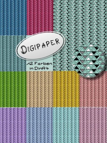 Dreiecke - Digipaper, digitales Papier, 12 Farben in DinA4