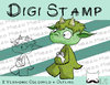 Digitaler Stempel, Digi Stamp Monster mit Klopapier, 2 Versionen: Outlines, in Farbe