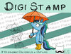 Digitaler Stempel, Digi Stamp Einhorn mit Regenschirm, 2 Versionen: Outlines, in Farbe