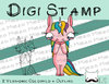 Digitaler Stempel, Digi Stamp Weinhorn, weinendes Einhorn, 2 Versionen: Outlines, in Farbe