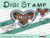 Digitaler Stempel, Digi Stamp Lebkuchenherz, 2 Versionen: Outlines, in Farbe