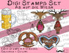 5 Digitale Stempel, Digi Stamps Set Wiesn, je 2 Versionen: Outlines, in Farbe