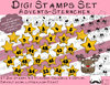 Advents-Sternchen Set, Digi Stamps, je 2 Versionen: Outlines, 2 in Farbe