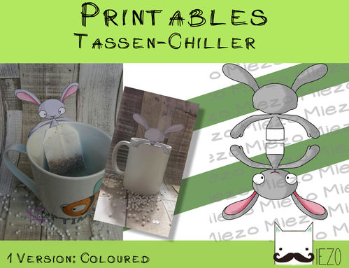 Printables Tassen-Chiller Hase, Teebeutelhalter, 1 Version: bunt