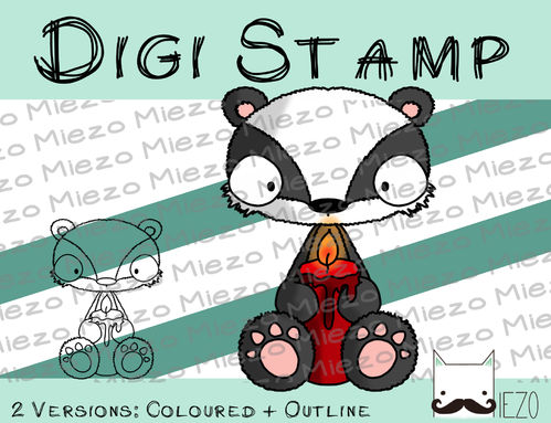 Digitaler Stempel, Digi Stamp Adventsdachs (Dach mit 1 Kerze), 2 Versionen: Outlines, in Farbe