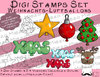 Weihnachts-Luftballon Set, Digi Stamps, je 2-4 Versionen: Outlines, 2 in Farbe