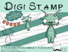 Digitaler Stempel, Digi Stamp Wimpeltier Monster, 2 Versionen: Outlines, in Farbe
