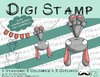 Digitaler Stempel, Digi Stamp Wimpeltier Hase hellgrau, 2 Versionen: Outlines, in Farbe