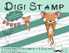 Digitaler Stempel, Digi Stamp Wimpeltier Katze rot, 2 Versionen: Outlines, in Farbe