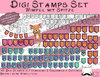 Set Digitale Stempel, Digi Stamps Set, Wimpel spitz, 3 Versionen: Outlines, in 2 Farben