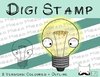 Digitaler Stempel, Digi Stamp Glühbirne, 2 Versionen: Outlines, in Farbe
