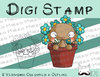 Digitaler Stempel, Digi Stamp Hase im Blumentopf, 2 Versionen: Outlines, in Farbe