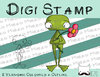 Digitaler Stempel, Digi Stamp Frosch mit Blume, 2 Versionen: Outlines, in Farbe