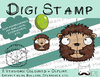 Luftballon-Tier Digi Stamp Igel, 2 Versionen: Outlines, in Farbe