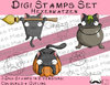 Digi Stamps Set Hexenkatzen, je 2 Versionen: Outlines, in Farbe