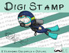 Digitaler Stempel, Digi Stamp Taucher, 2 Versionen: Outlines, in Farbe