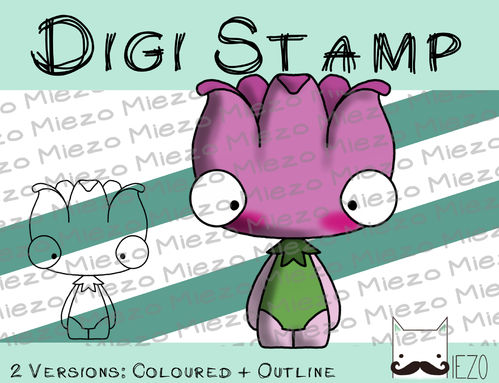 Digitaler Stempel, Digi Stamp Knirps Tulpe, 2 Versionen: Outlines, in Farbe