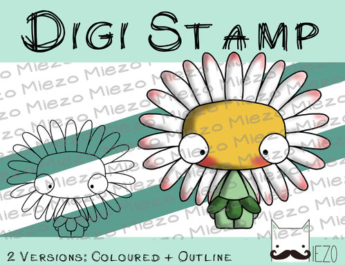 Digitaler Stempel, Digi Stamp Knirps Gänseblümchen, 2 Versionen: Outlines, in Farbe