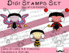 Digitaler Stempel Set, Digi Stamps Set Insekten-Knirpse, je 2 Versionen: Outlines, in Farbe