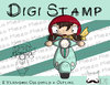 Digitaler Stempel, Digi Stamp Rollerfahrerin, 2 Versionen: Outlines, in Farbe