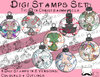 Digitaler Stempel, Digi Stamp Tiere in Christbaumkugeln, 2 Versionen: Outlines, in Farbe