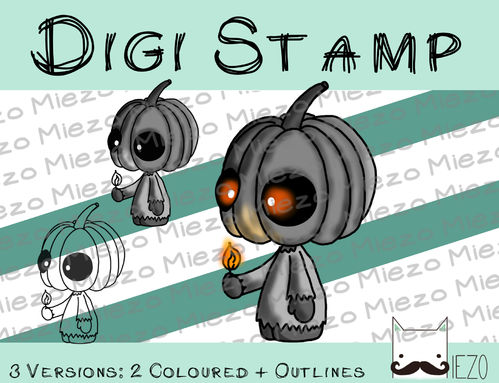 Digitaler Stempel, Digi Stamp Knirps Kürbiskopf, 3 Versionen: Outlines, 2 in Farbe