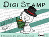 Digi Stamp Weihnachts-Knirps Schneemann mit Tannenbaum, 2 Versionen: Outlines, in Farbe