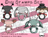 Digitale Stempel Set, Digi Stamps Kugelknirpse, je 2 Versionen: Outlines, in Farbe