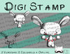 Digitaler Stempel, Digi Stamp Scribble-Knirps Hase mit Herzgirlande, 3 Versionen: Outlines, 2 Farbe
