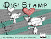 Digitaler Stempel, Digi Stamp Scribble-Knirps Schwein m. Herzballon, 3 Versionen: Outlines, 2 Farbe