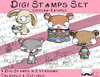 Set Digitale Stempel, Digi Stamps Corona-Knirpse, je 2 Versionen: Outlines, in Farbe