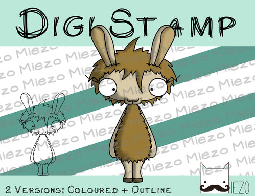 Digitaler Stempel, Digi Stamp Lama Mutter, 2 Versionen: Outlines, in Farbe