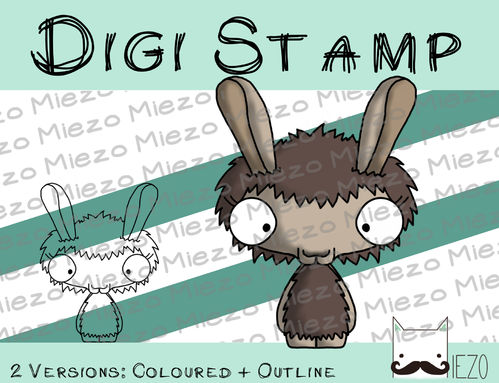 Digitaler Stempel, Digi Stamp Lama Mädchen, 2 Versionen: Outlines, in Farbe