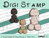 Digitaler Stempel, Digi Stamp Pimmel, 4 Versionen: Outlines, 3 in Farbe