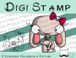 Digitaler Stempel, Digi Stamp Bandhase/Musiker Sängerin, 2 Versionen: Outlines, in Farbe