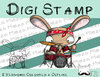 Digitaler Stempel, Digi Stamp Bandhase/Musiker am Schlagzeug, 2 Versionen: Outlines, in Farbe
