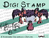 Digitaler Stempel, Digi Stamp Mangamieze lila, 2 Versionen: Outlines, in Farbe