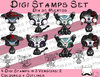 Set Digitale Stempel, Digi Stamps Dia de Muertos, 3 Versionen: Outlines, 2 in Farbe