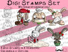 Set Digitale Stempel, Digi Stamps Set Weihnachtsbäckerei-Hase je 2 Versionen: Outlines, in Farbe