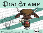 Digitaler Stempel, Digi Stamp Guter Vorsatz: kein Alkohol, Büffel, 2 Versionen: Outlines, in Farbe