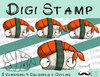 Digitaler Stempel, Digi Stamp Sushi Sake Nigiri, 5 Versionen: Outlines, 4  in Farbe