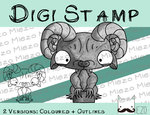 Digitaler Stempel, Digi Stamp Gargoyle mit Stein, 2 Versionen: Outlines, in Farbe