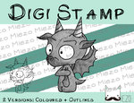 Digitaler Stempel, Digi Stamp Gargoyle seitlich, 2 Versionen: Outlines, in Farbe