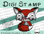Digitaler Stempel, Digi Stamp Dämon mit Fuchsumhang, 2 Versionen: Outlines, in Farbe