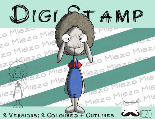 Digitaler Stempel, Digi Stamp Longface Schaf, 2 Versionen: Outlines, in Farbe